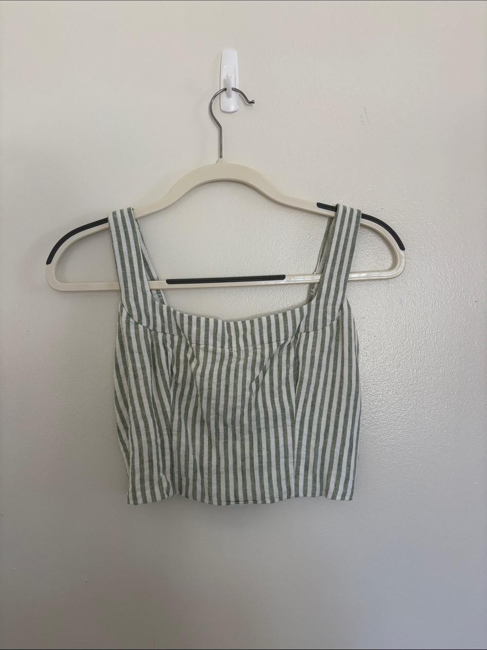 Abercrombie & Fitch Green and White Striped Crop Tank